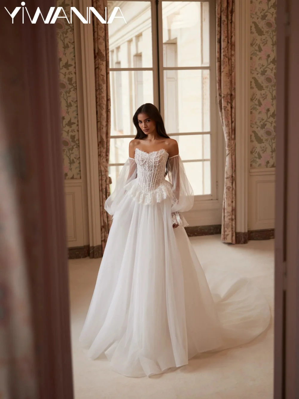 

2 In 1 Luxury Bead Lace Wedding Dress Charming Strapless Mermaid Long Bridal Gown Customized Dreamy Backless Dresses For Bridea