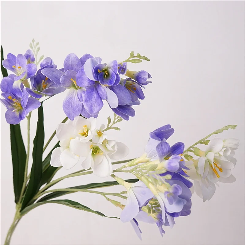 

Freesia Real Touch Faux Flower Single Stem 2 Branches With Leaf Luxury For Wedding Table Centerpiece Home Decor Gift For Brides