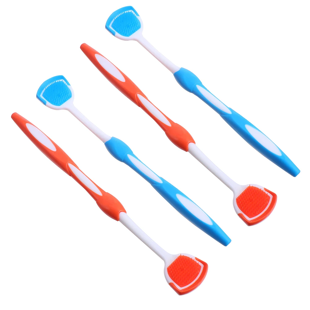 4Pcs Durable Tongue Scraper Eco-Friendly Tongue Cleaner Soft Brush Oral Care Tool