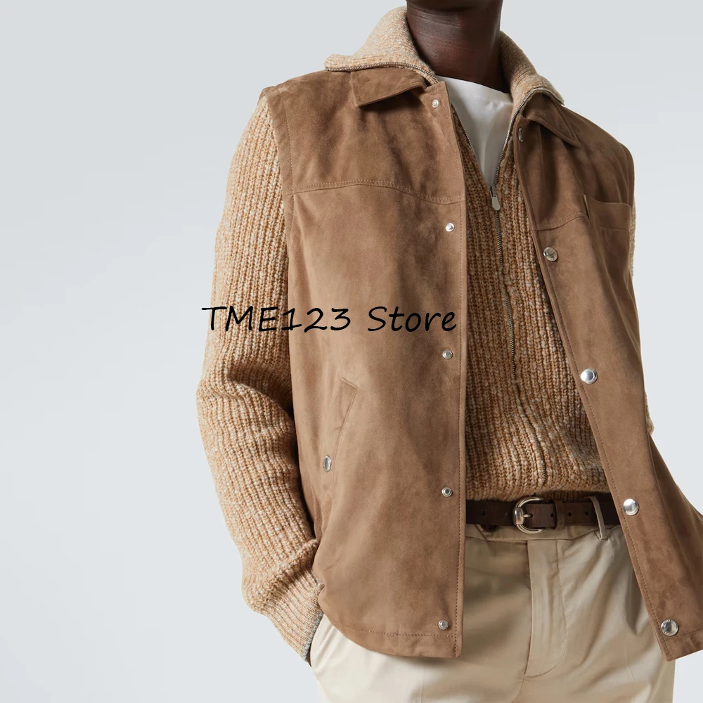 

Повседневный мужской жилет Повседневный замшевый жилет с однобортными металлическими пуговицами и воротником с лацканами Спецодежда Элегантные костюмы Блейзер Одежда