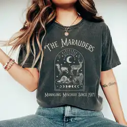 The Marauders Unisex Comfort Bookish Shirt Retro Wizard Booktok Merch Magic Shirt 100% Cotton Short Sleeve Shirt Y2K Streetwear