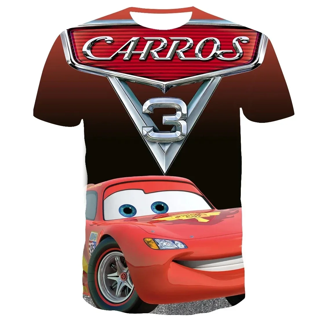 MINISO Disney Cartoon 3d Clothes T Shirt Pixar Car Lightning Mcqueen Tops Children's Handsome Quick Dry Top Girl Boys T-shirt