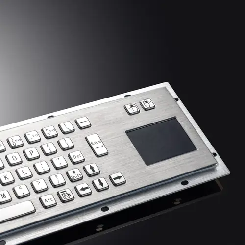 Panel Mount Waterproof IP65 Rugged Kiosk Wired USB PS2 Stainless Steel Metal Industrial Keyboard With Touchpad - Image 3