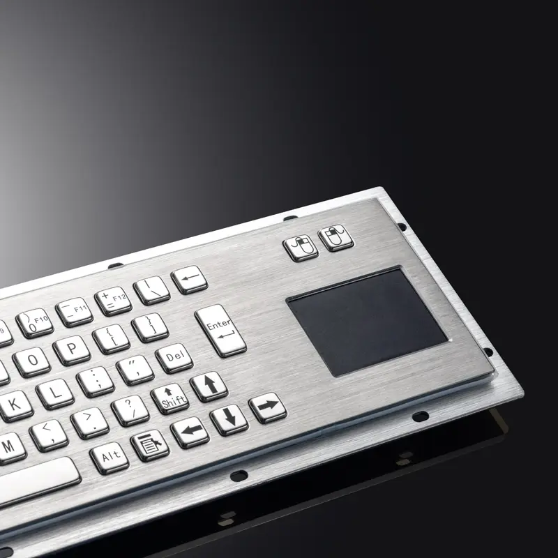 Panel Mount Waterproof IP65 Rugged Kiosk Wired USB PS2 Stainless Steel Metal Industrial Keyboard With Touchpad - Image 3
