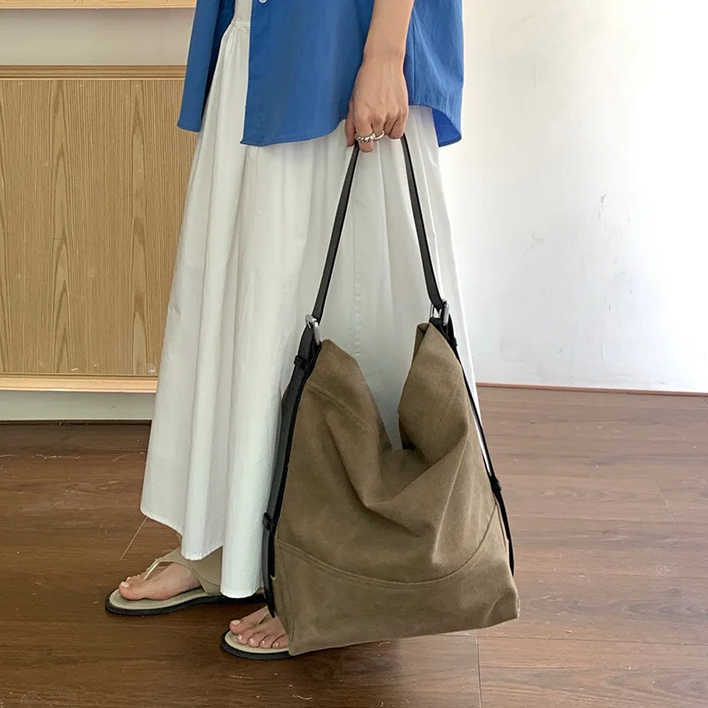 

Lazy Wind Commuter Canvas Big Bag Women 2025 New Retro Washed Cloth Large Capacity Shoulder Tote Bag Messenger Bag Leisure