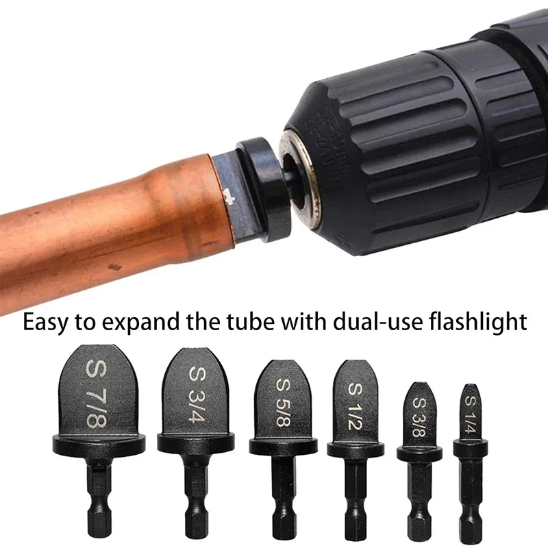 5/6pcs Copper Tube Expander Set Pipe Hole Flare Extender Swage Air Conditioner Refrigerator Takeover Drill Bit Flaring Tool