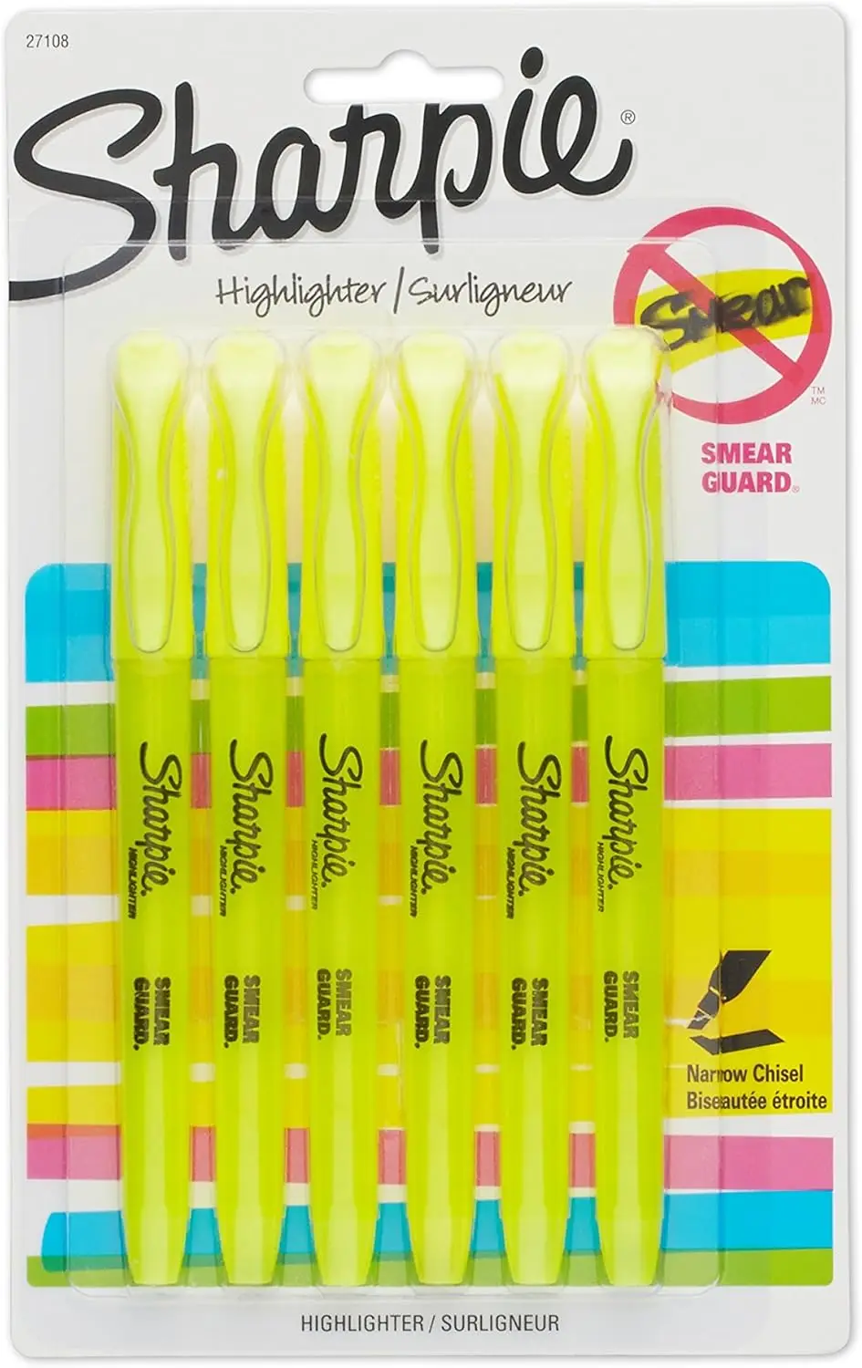 

Fluorescent Yellow Highlighter, Pocket Style, 6-Pack for Easy Note-Taking and Organization