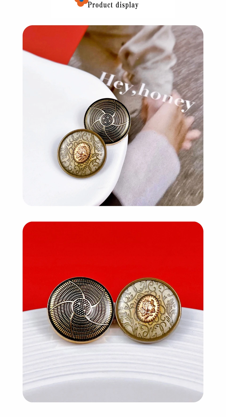 10 Stück Metallknöpfe, Nähzubehör, Zubehör für Kleidung, dekorative Knöpfe, DIY-Handwerk, runde Knöpfe für Kleidung, 25 mm – Detail 1