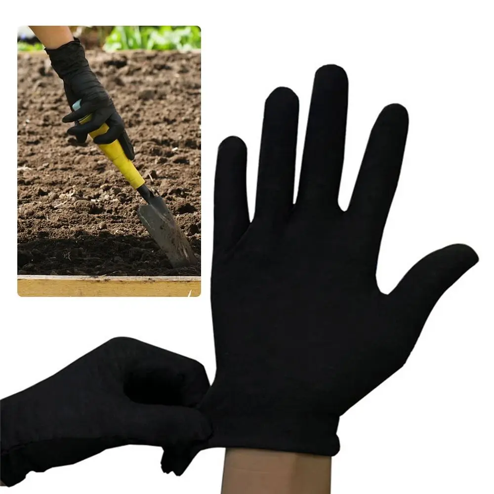 Non-slip 12PCS Tool Black Working Gloves Cotton Driving Manner Gloves Thin Thick Non-slip Safety Work Gloves