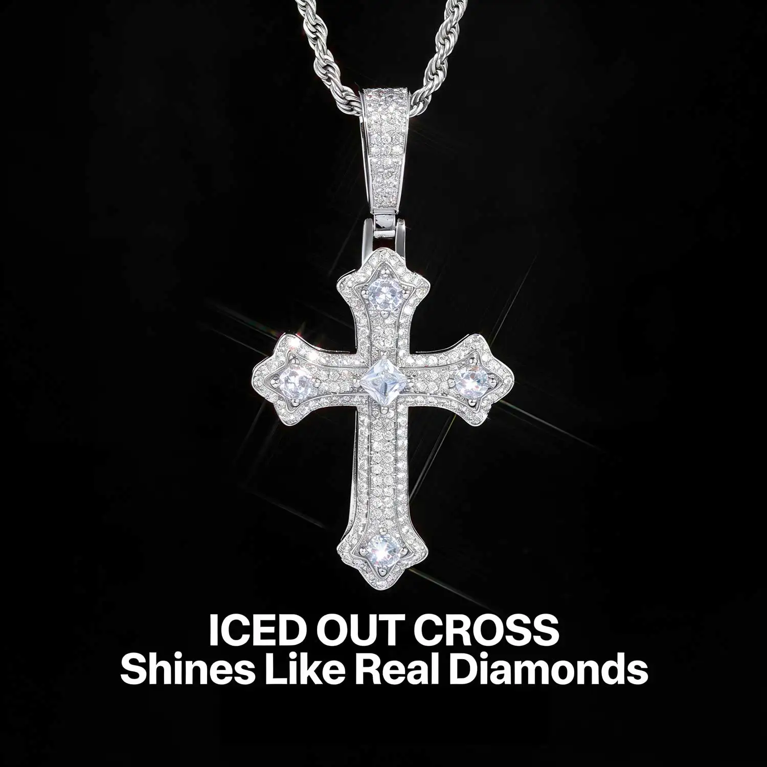 Collier croix dorée effet glacé product image