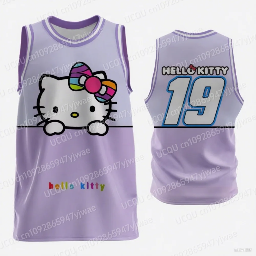 

2025 летняя женская баскетбольная майка Hello Kitty No 19 жилет без рукавов с 3d принтом футболка большого размера дышащая для женщин