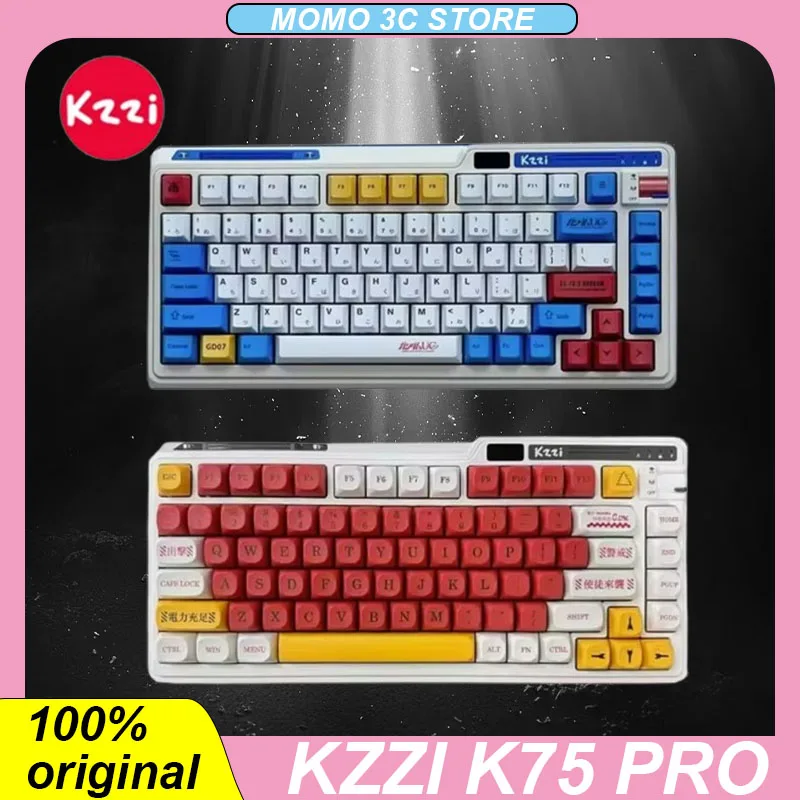 

Kzzi K75 Pro Mechanical Keyboard Wireless 3mode Buletooth Hot Plug Rgb 82keys Battery Screen Display Customized Game Keyboards