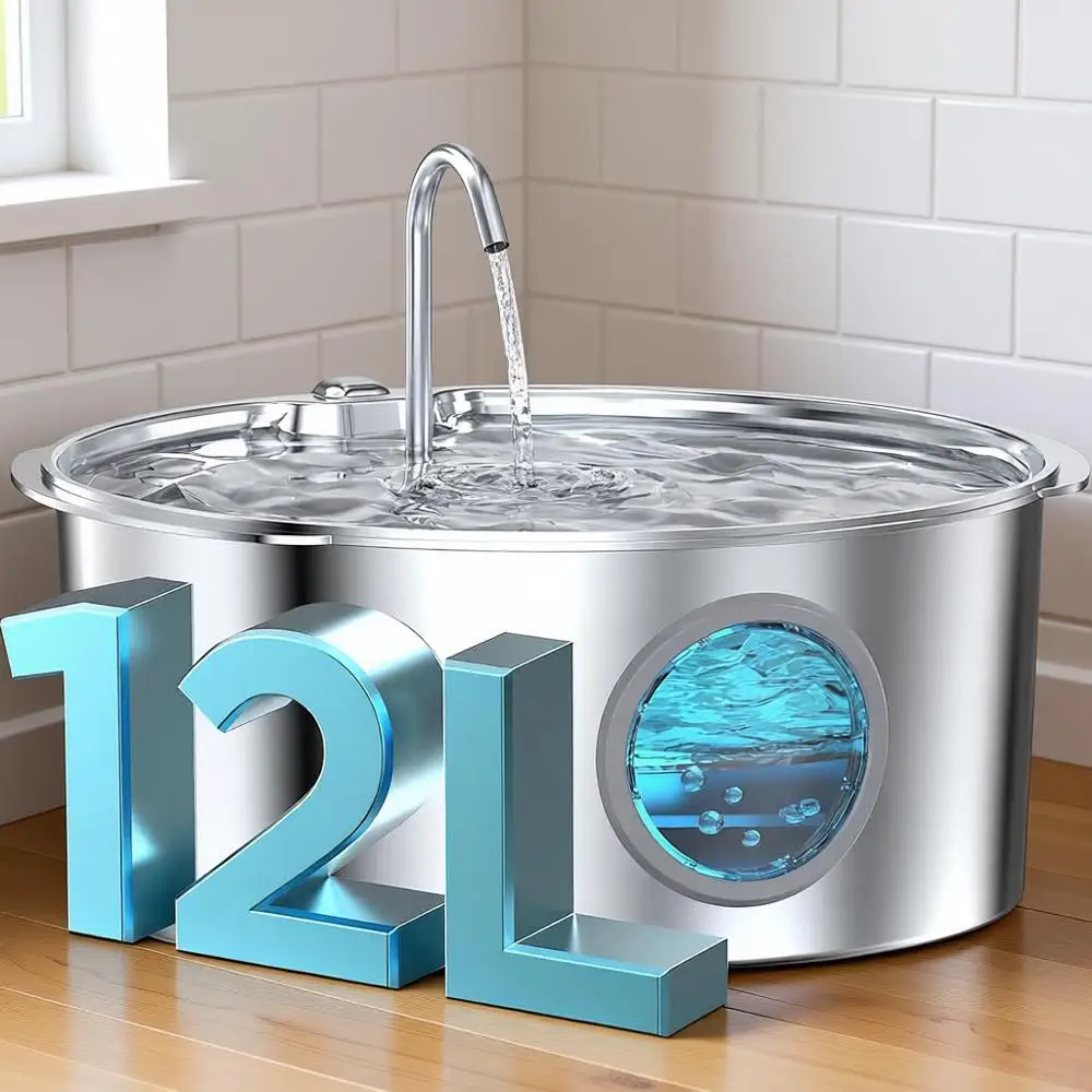 

Фонтанчик для воды из нержавеющей стали для собак — 3,2 галлона/406 унций/12 л, тихий, большой, для крупных собак, кошек и домов с несколькими животными