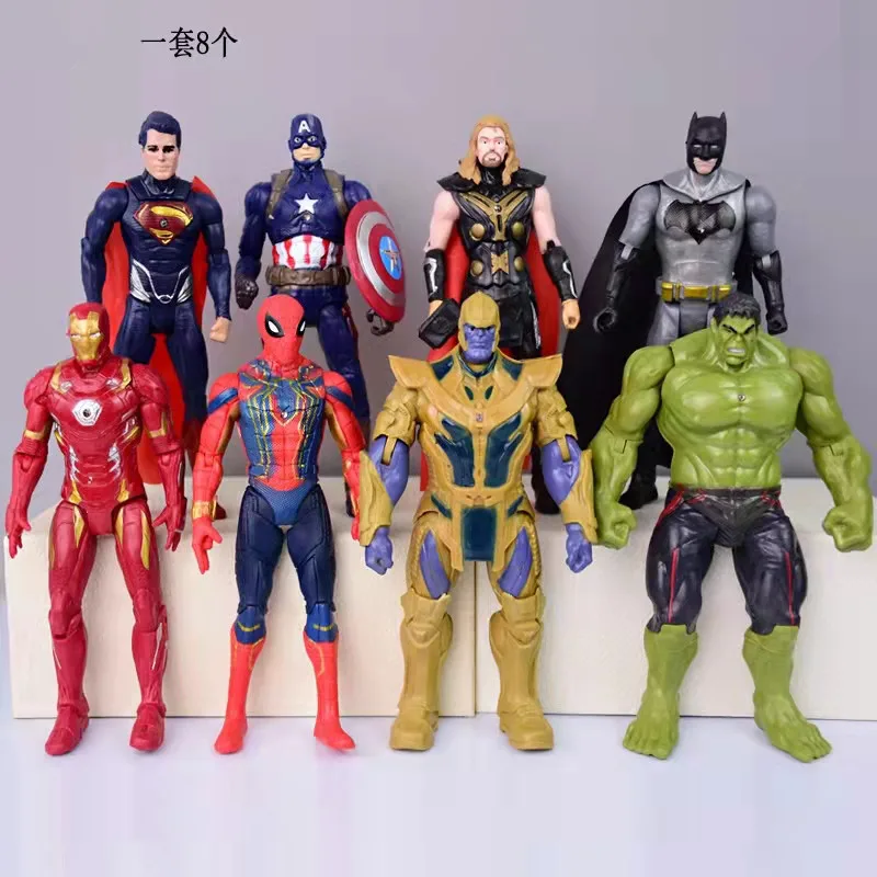 18CM Jointed Avengers Hulk Spider-Man Captain America Thanos PVC Action Figurine Desk Collectible Anime Model Toys Figures Gift