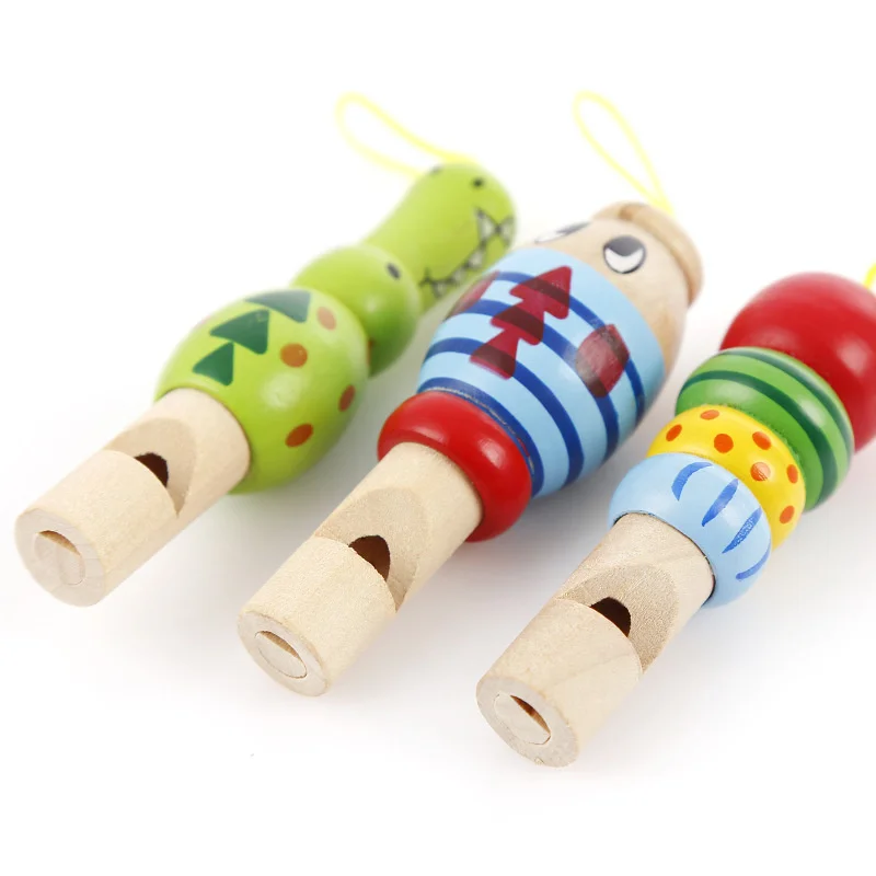 Cute Mini Animal Pirate Shape Wooden Whistle Music Toy Jewelry Pendant Early Education Teaching Aids Children\'s Holiday Gift