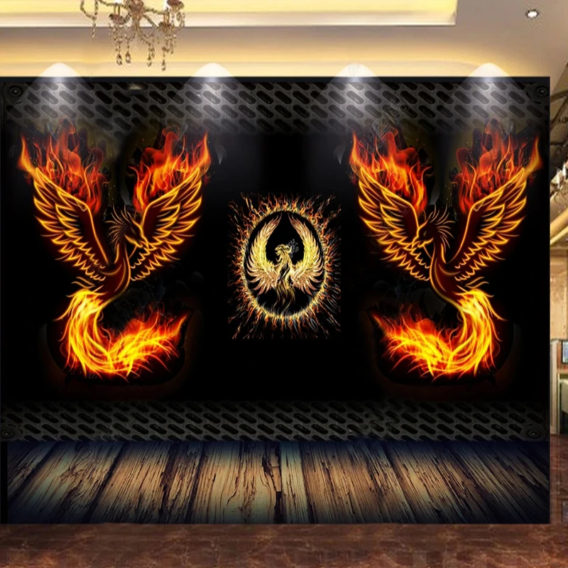 Custom Mural Wallpaper Home Decor 3D European Abstract Fire Phoenix Retro Nostalgic Hotel Restaurant Bar Decor Papel De Parede