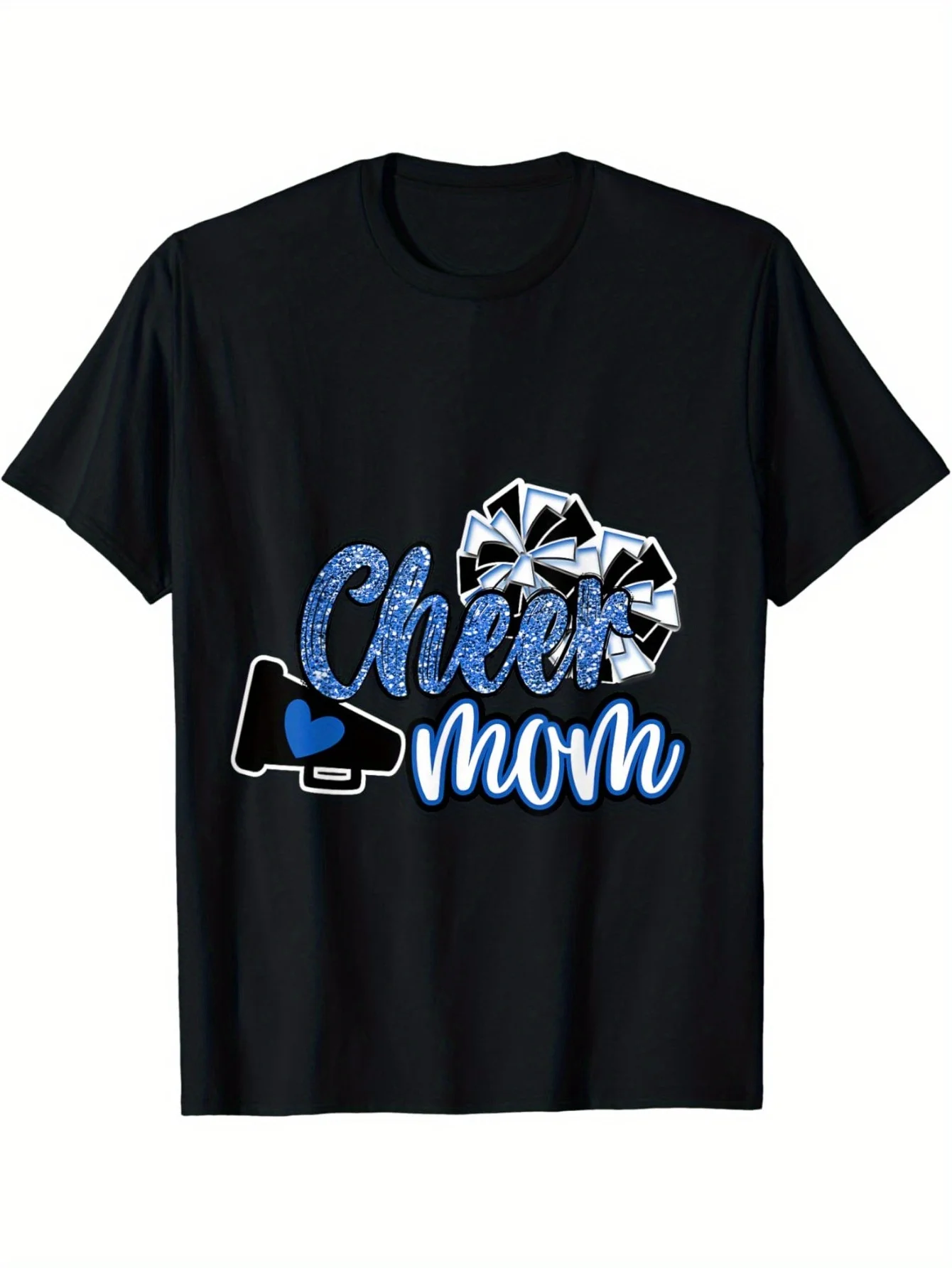 

Cheer Mom T-Shirt with Blue Leopard Megaphone Print