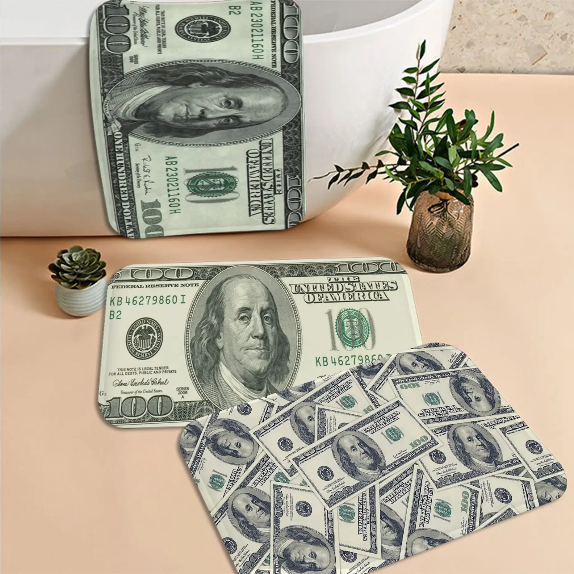 

Dollar Money Door Mat Retro Multiple Choice Living Room Kitchen Rug Non-Slip Welcome Rug