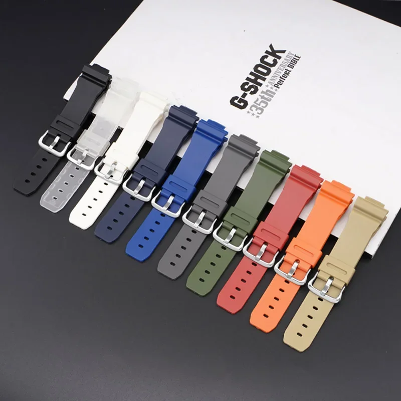 16mm Rubber Resin Strap Waterproof Watchband Colorful Band for Casio DW5600/6900 GA-2100/9052 Series Replacement Strap