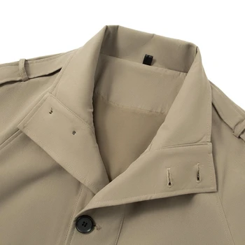 High-quality Men's Business Casual Windbreaker, Solid Color Daily Windproof Long Jacket, Elegant British Style Coat. 3