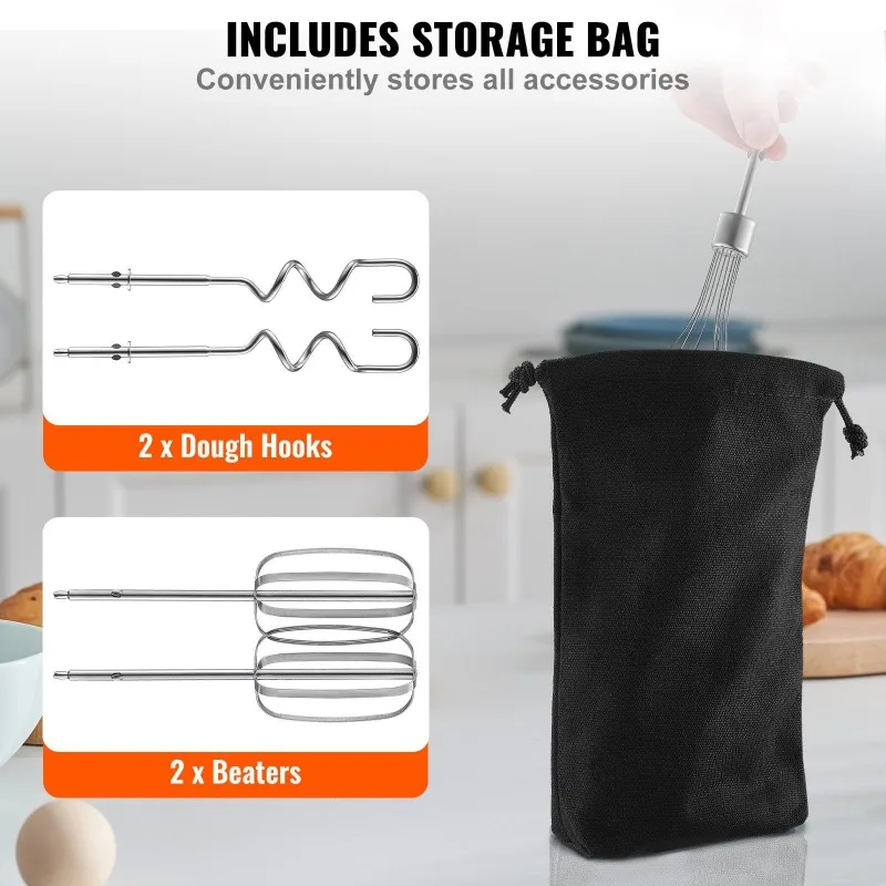 Miscelatore manuale elettrico e manuale senza fili Controllo continuo della velocità Miscelatore portatile turbocompresso con borsa di stoccaggio Frusta per cottura al forno