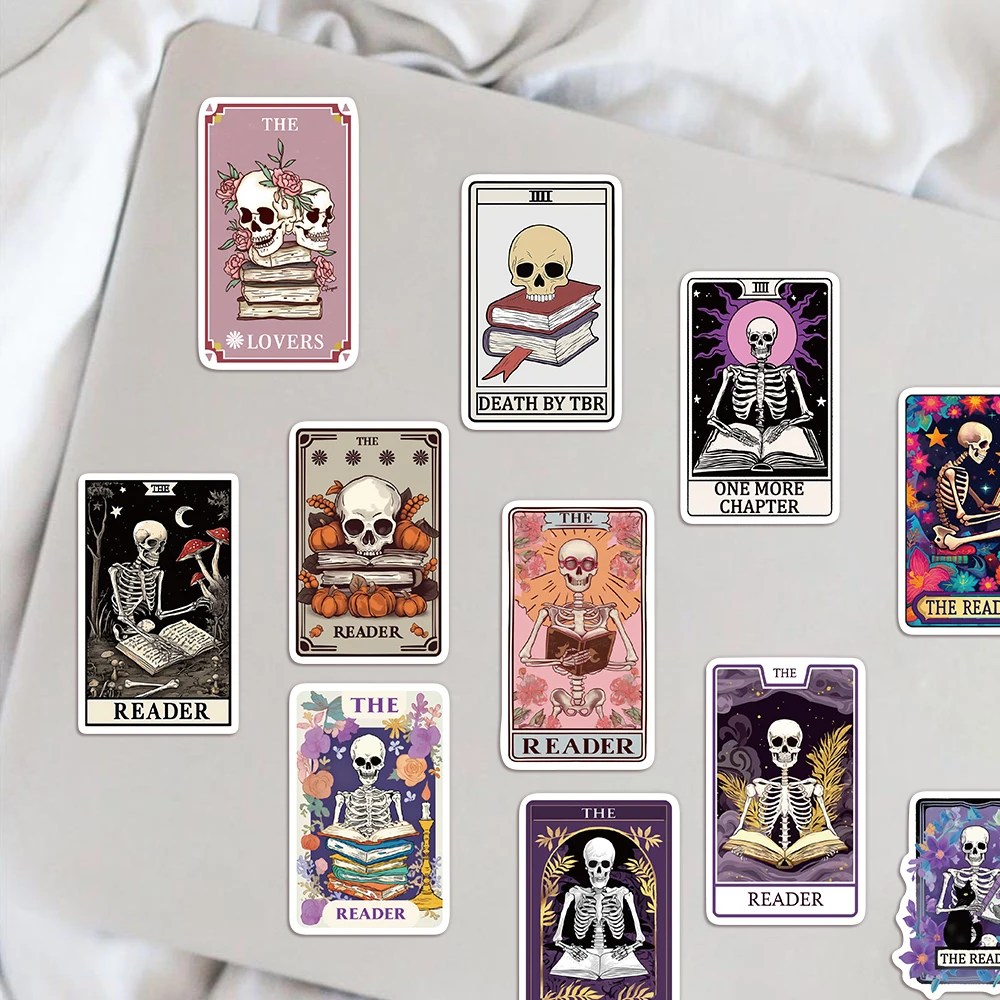 50PCS Retro Reader Dust Tarot Card Graffiti Notebook Computer Desk Account Decoration Waterproof Adhesive Sticker