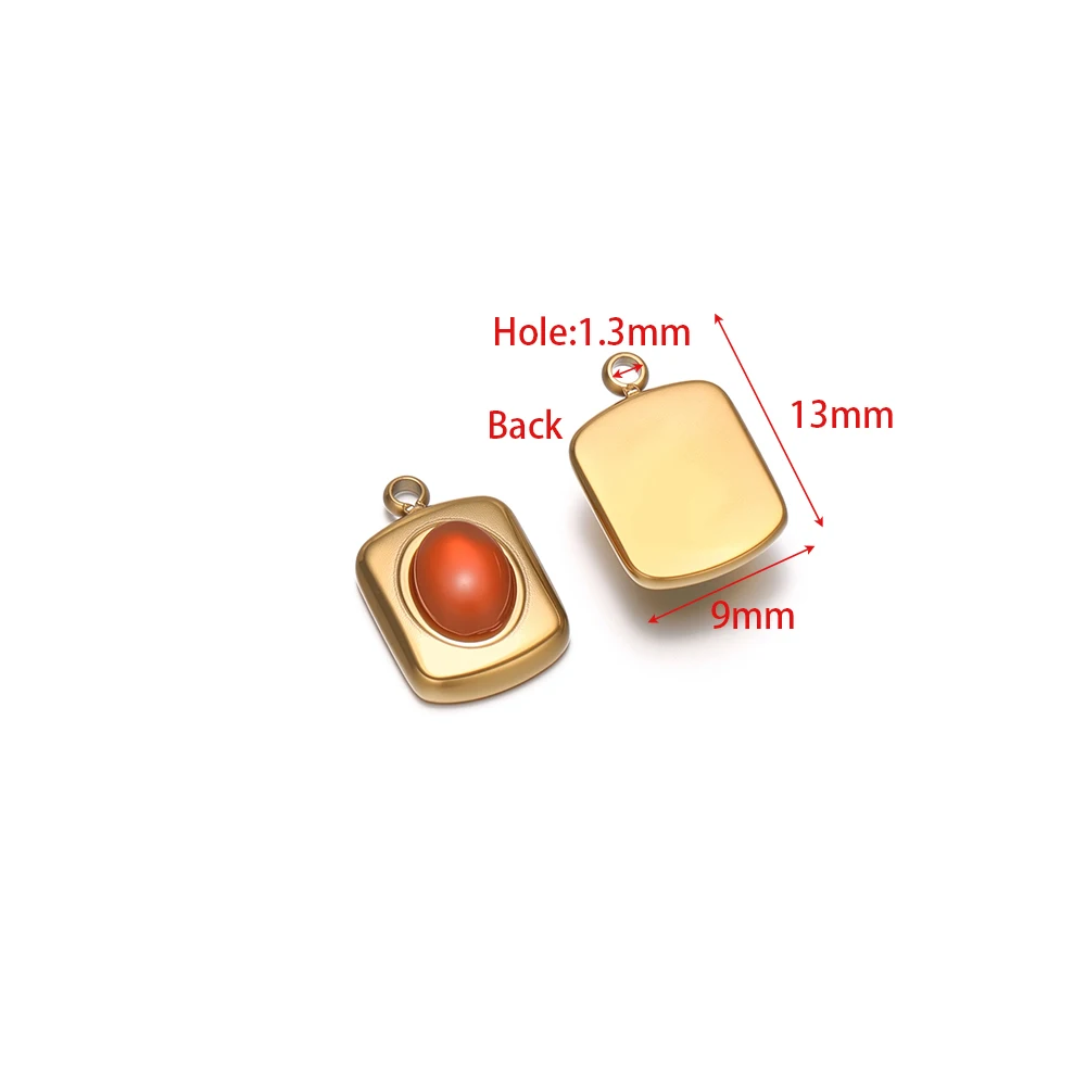 5 Stück Edelstahl-Naturstein-Rechteckanhänger für DIY-Bastelarbeiten, Schmuckherstellung, Halsketten, Ohrringe, Armband-Komponenten – Detail 2