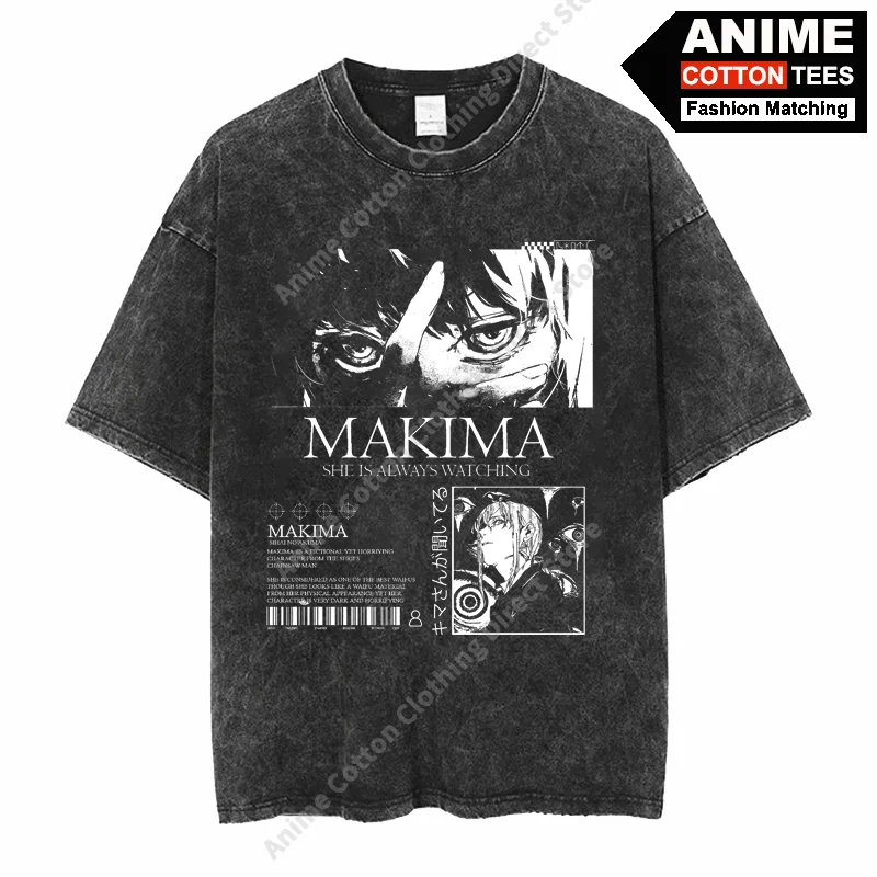 

Makima - Chainsaw Man Anime Print T-shirt Harajuku Fashion Street styl Men Women Casual Short Sleeve Cotton Vintage Loose Tees