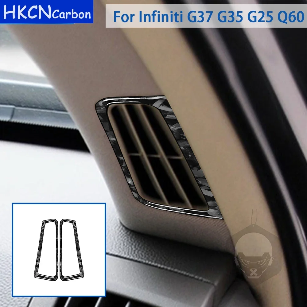 

For Infiniti G37 2008-2013 G35 G25 Q60 Accessories Forged Carbon Fiber Car Interior Defogger Air Outlet Frame Trim Sticker