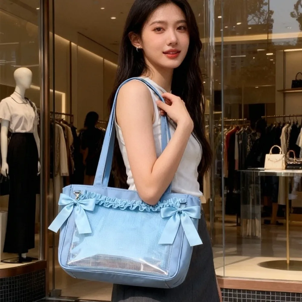 

Cute Large Capacity Bow Ita Shoulder Bag Clear Japanese Style Transparent Pocket Itabag Sweet Badge Display Shoulder Bag Ladies