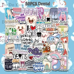 50PCS Cartoon Dental Protection Care Graffiti Sticker Waterproof PVC Fun DIY Decoration Bottle Dental Cup Tablet Phone Gift