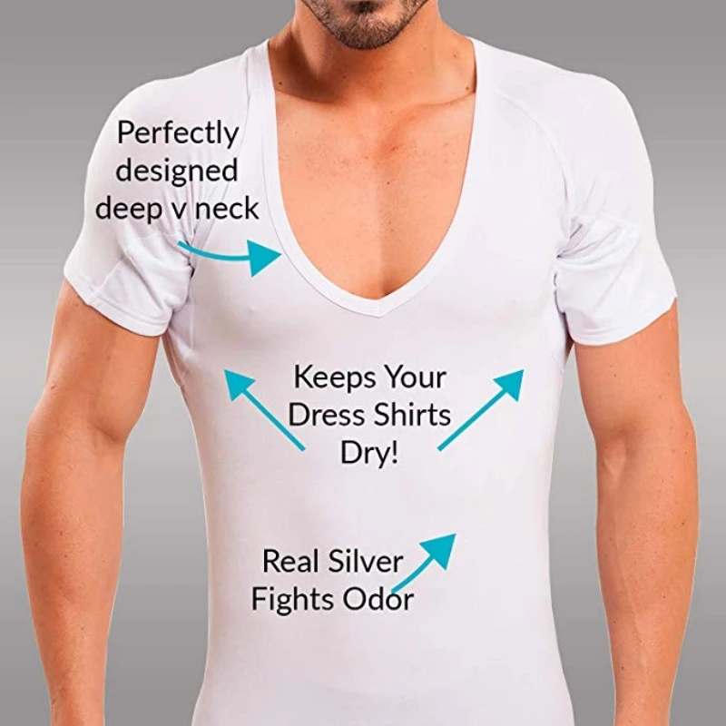 Lightweight Layering System Patented Sweat Proof Technology Sweatproof Undershirts Tee Deeper V Neck Anti-transpiration t shirt