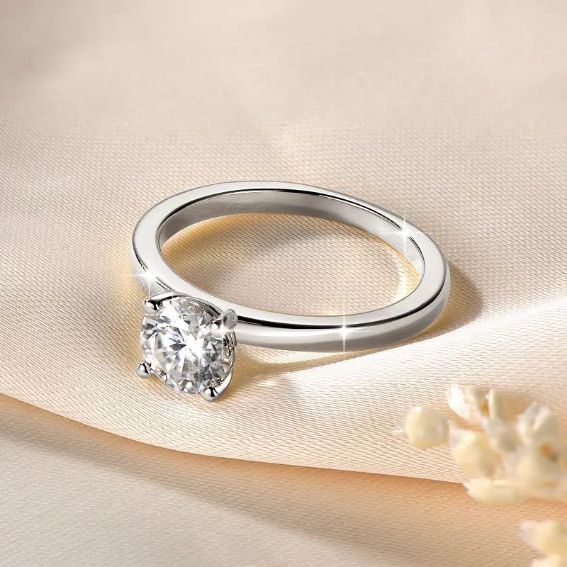 IOGOU Solitaire 1,0 CT 6,5 mm D Moissanit-Diamantringe, 14 Karat Gold gefüllt, klassischer Hochzeits-, Verlobungs- und Versprechensring für Damenschmuck – Detail 8