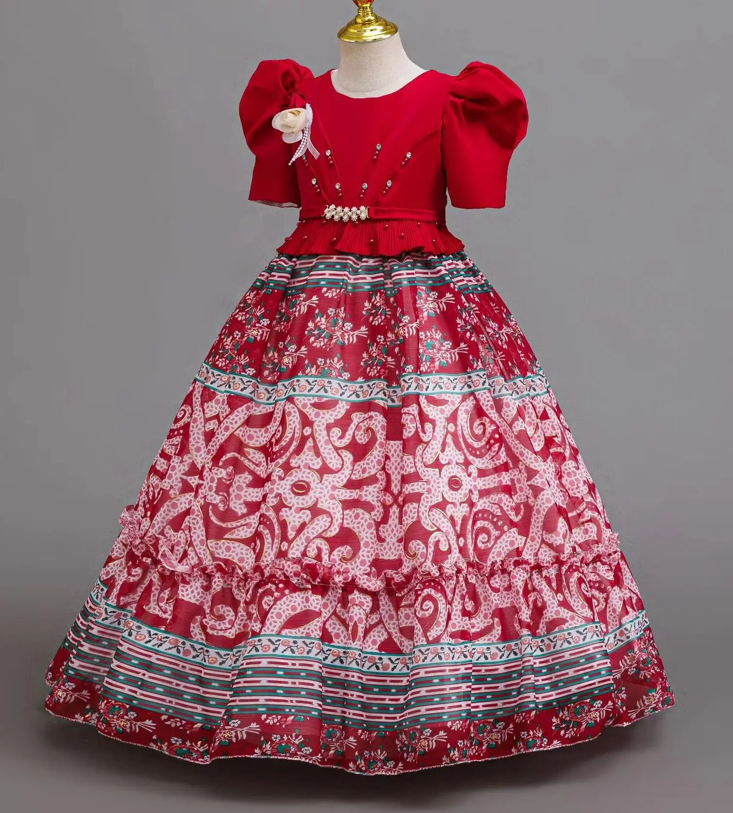 New Girl Evening Dresses Children Formal Dress for Party Girls' Print Clothes