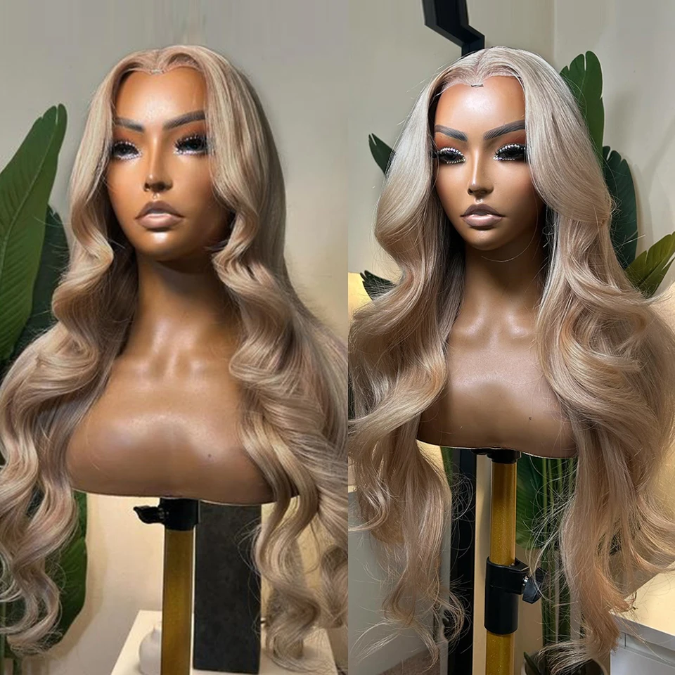 Peluca sintética con malla Frontal para mujer, pelo rubio ceniza, peluca de encaje Frontal, aspecto Natural, sin pegamento, uso diario, Cosplay