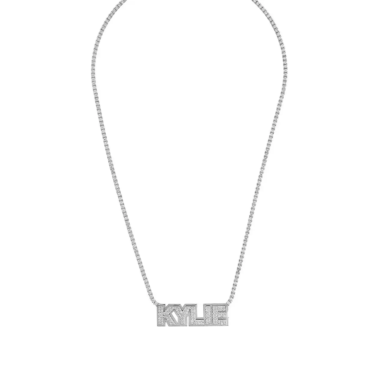 Personalized Layered Name Plate Diamond Tennis Necklace Stainless Steel Waterproof Jewelry Fathers Day Gift for Husband