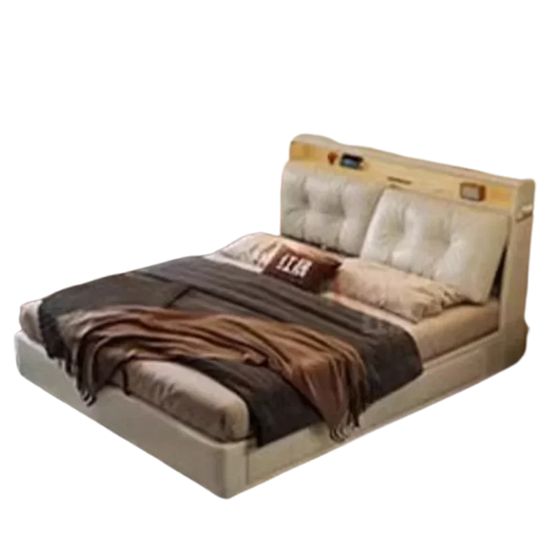 #Multifunctional Luxury Double Bed High End Minimalist Storage Double Bed Human Beauty Camas De Dormitorio Bedroom Furniture