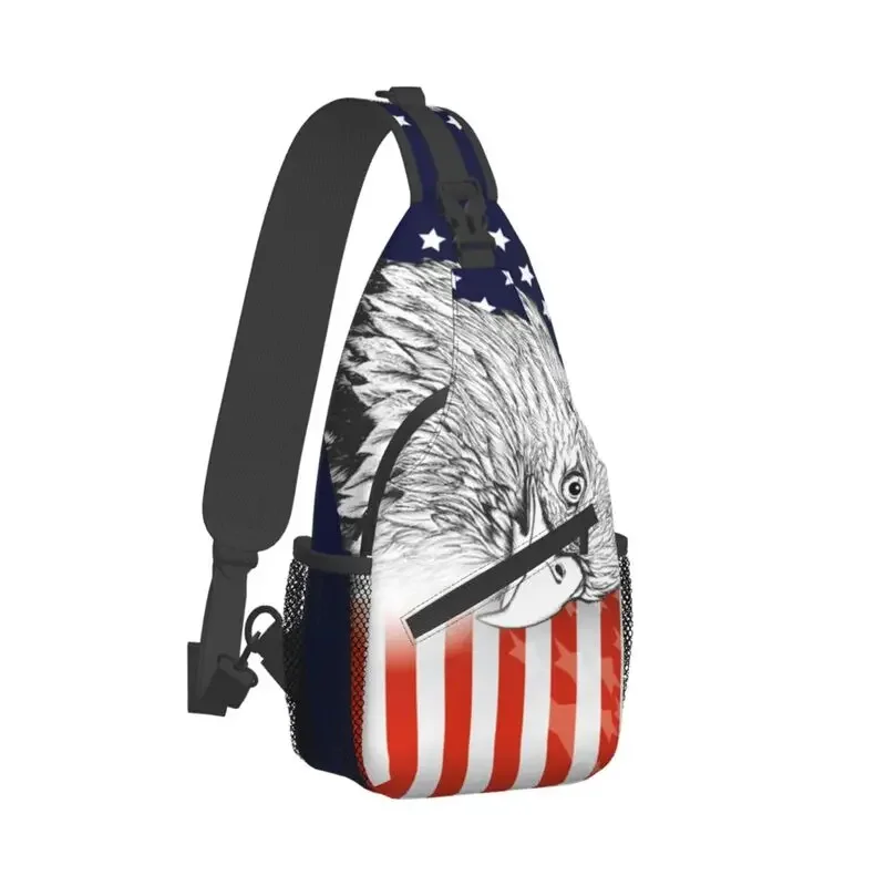 Casual National USA Flag American Eagles Sling Bag for Traveling Men Crossbody Chest Backpack Shoulder Daypack