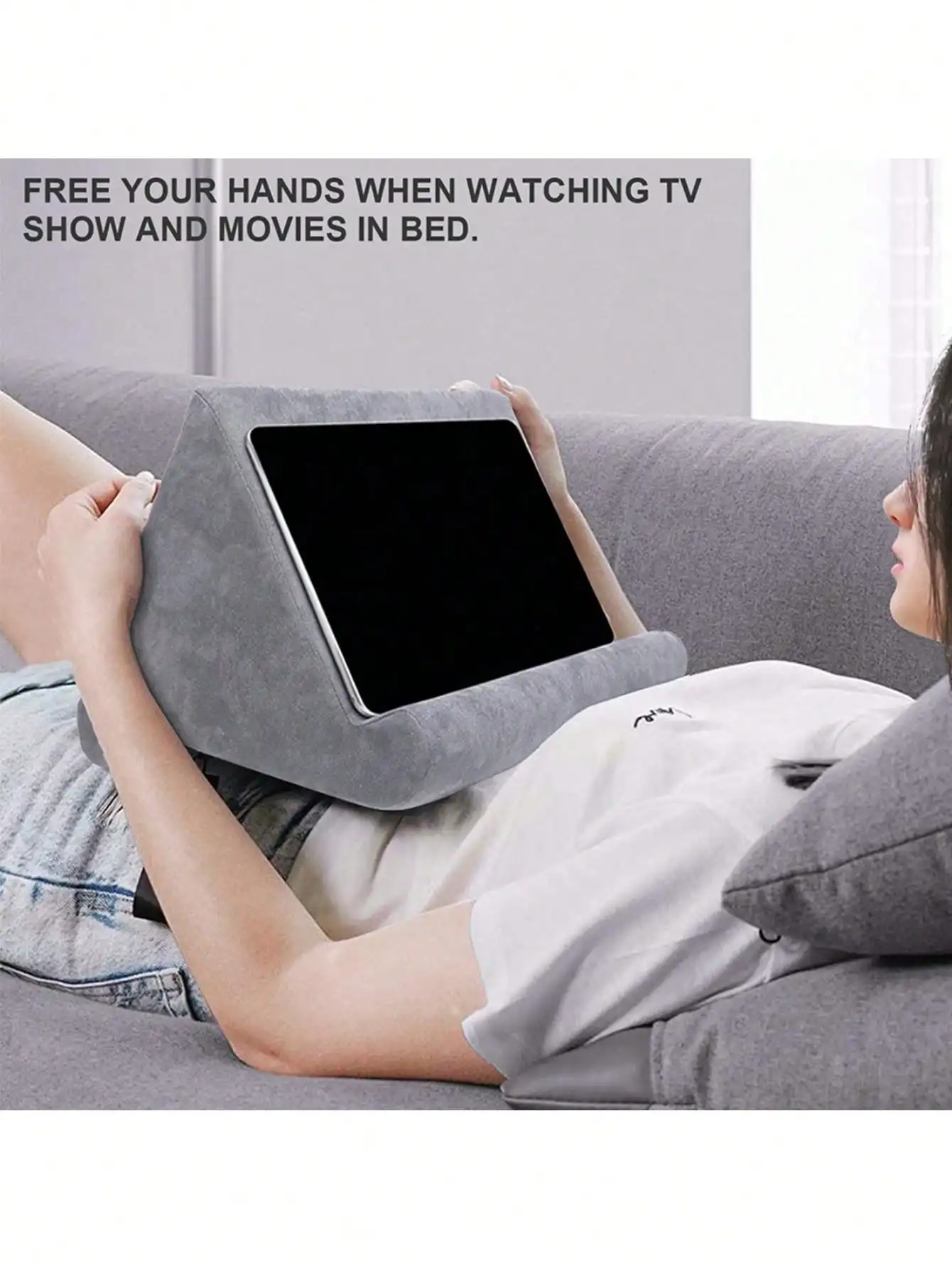 

SHEIN 1pc Sponge Pillow Tablet Holder: Universal, Phone Support, Bed Cushion Reading Stand