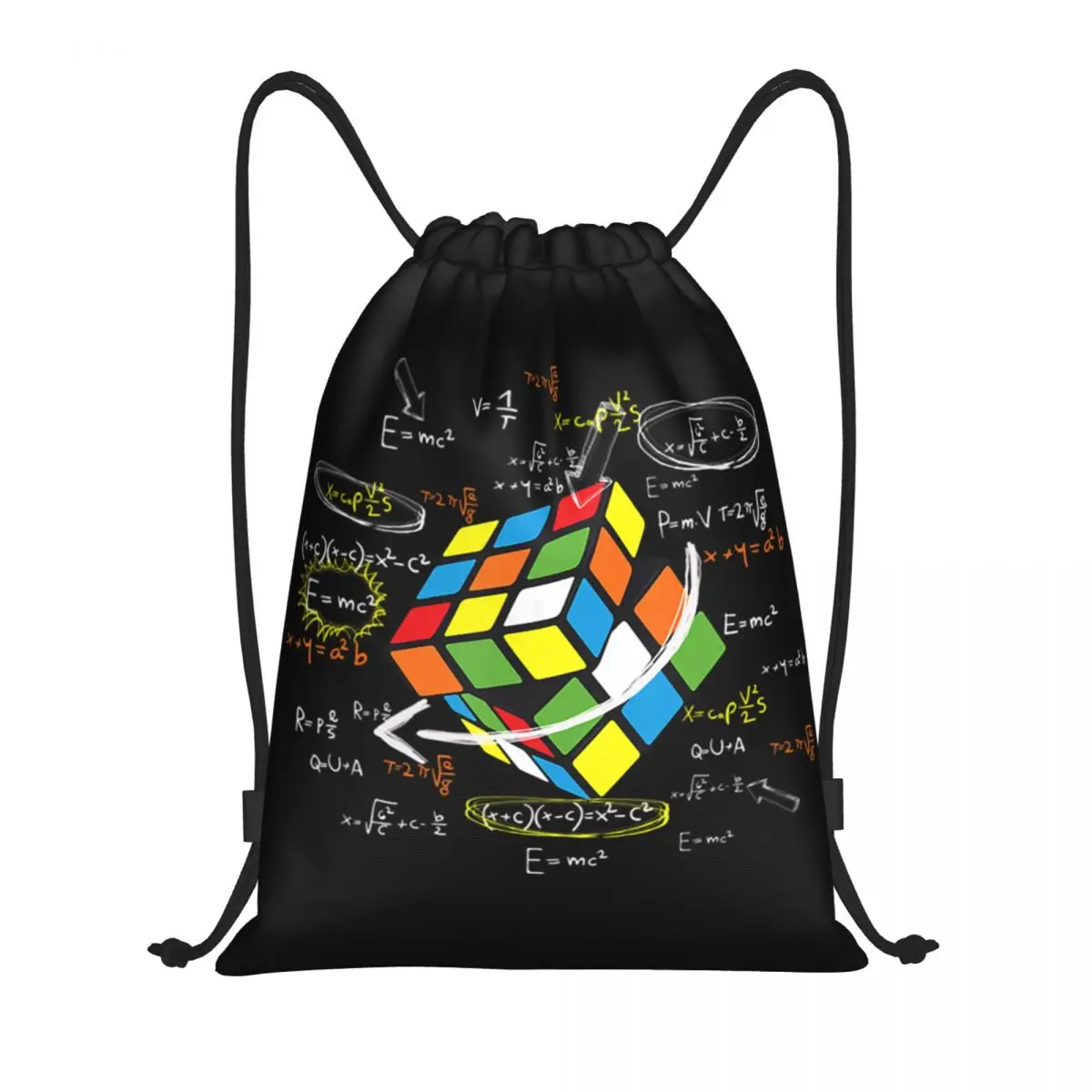 Cool Math Rubix Rubik Player Cube mochila con cordón para hombre y mujer, mochila plegable para deportes, gimnasio, amantes de las matemáticas