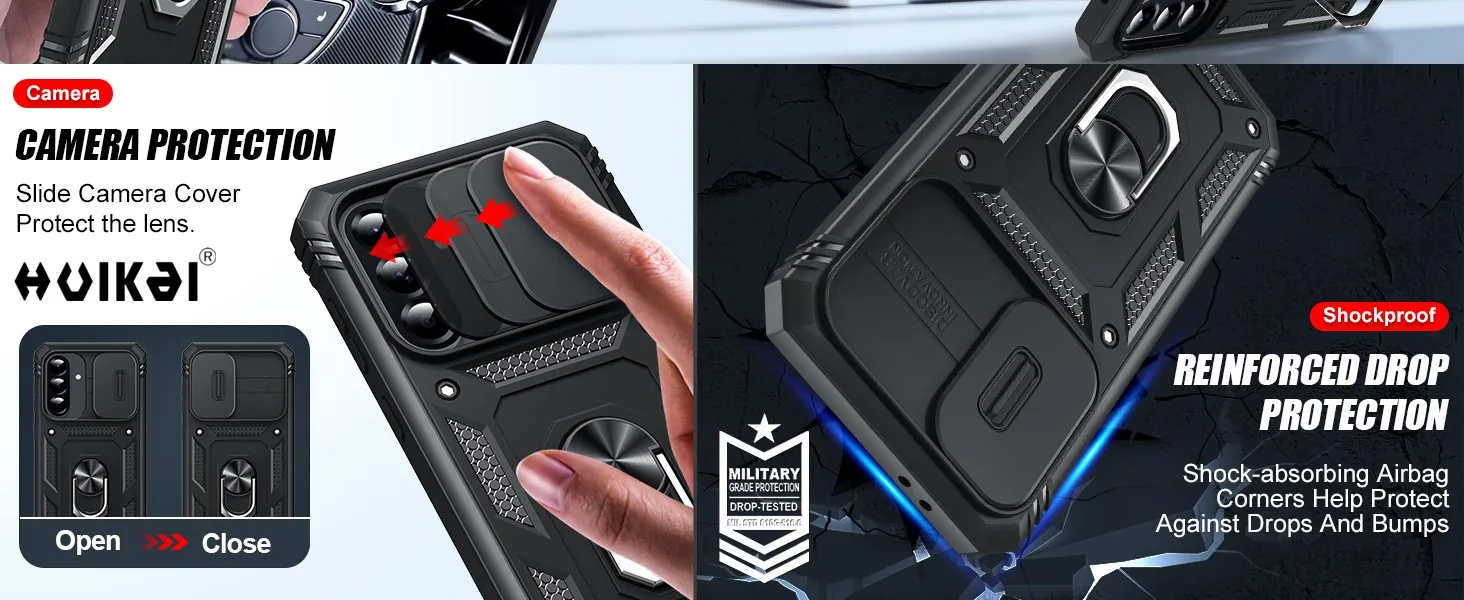 Hülle für Samsung Galaxy A37 A57 A56 A36 A17, Kameraschiebeobjektiv, Schutzpanzerung, militärischer Schutz, stoßfest, robuste Hülle – Detail 6