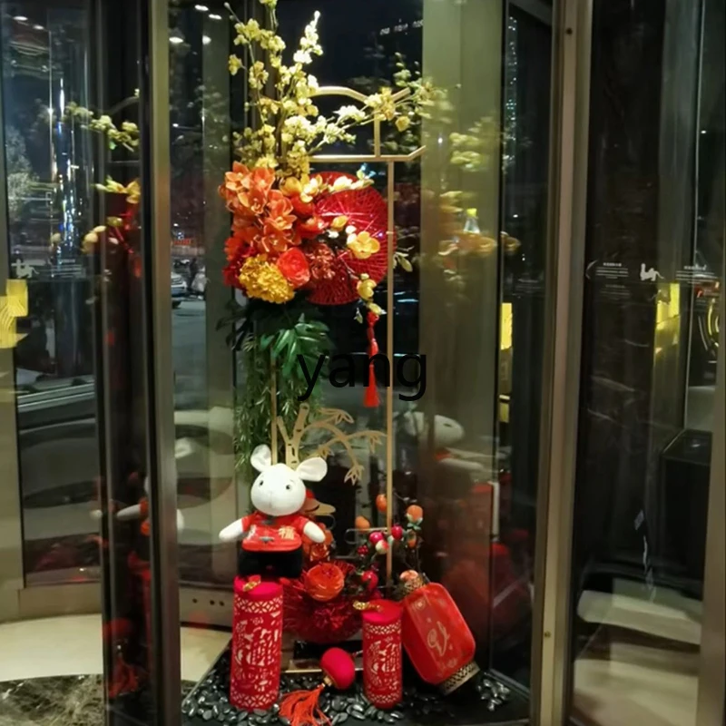 Tgf hotel revolving door simulation flower festive red spring festival decorative flower lobby lobby ornament