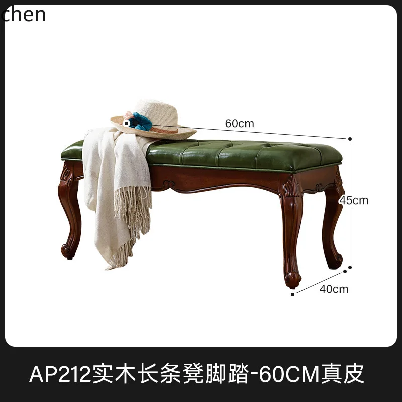 CZ  Solid Wood Long Bench Sofa Stool Footrest Entryway Bedroom Bed End Stool