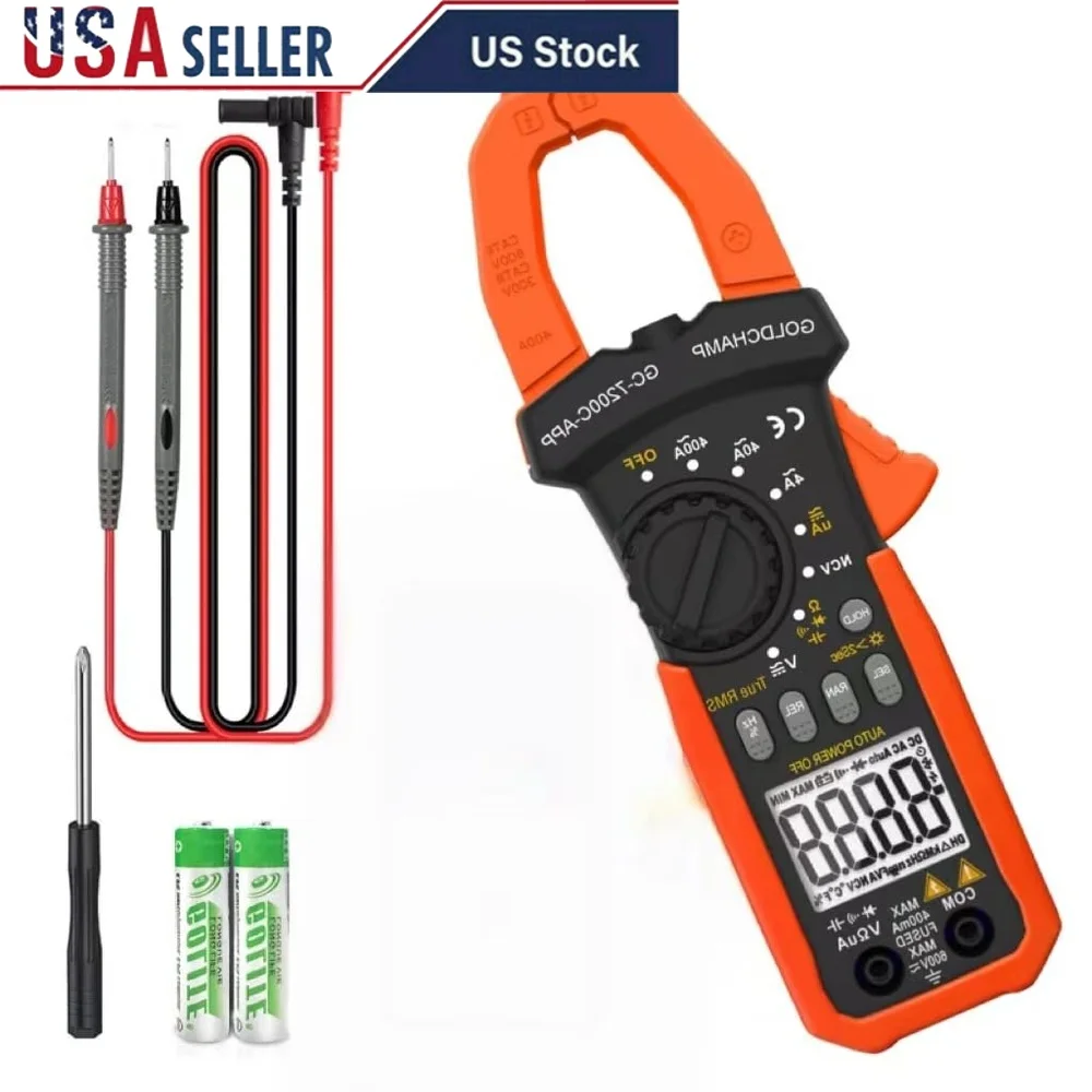 

Digital Clamp Meter True RMS 4000 Counts AC DC Current Voltage Tester Non-Contact Bluetooth Auto Range with Data Logging