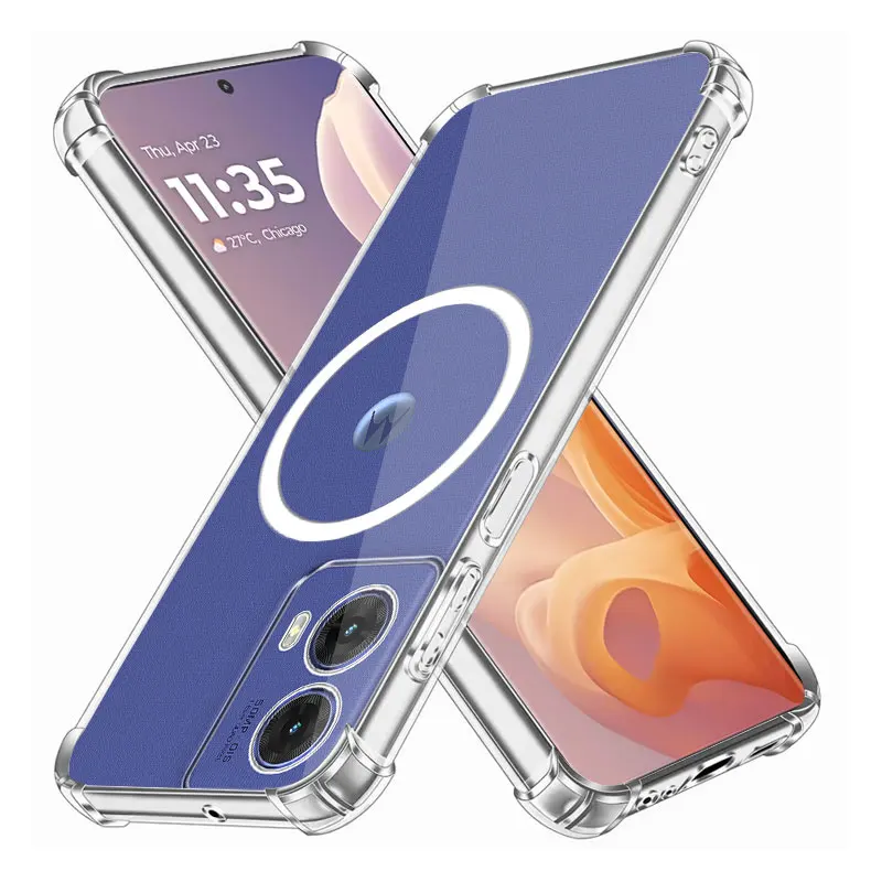 For Moto G85 G84 Case With Magnetic Wireless Charger Sticker Shockproof Soft Silicone Phone Case Motorola Moto G45 Bumper Cover