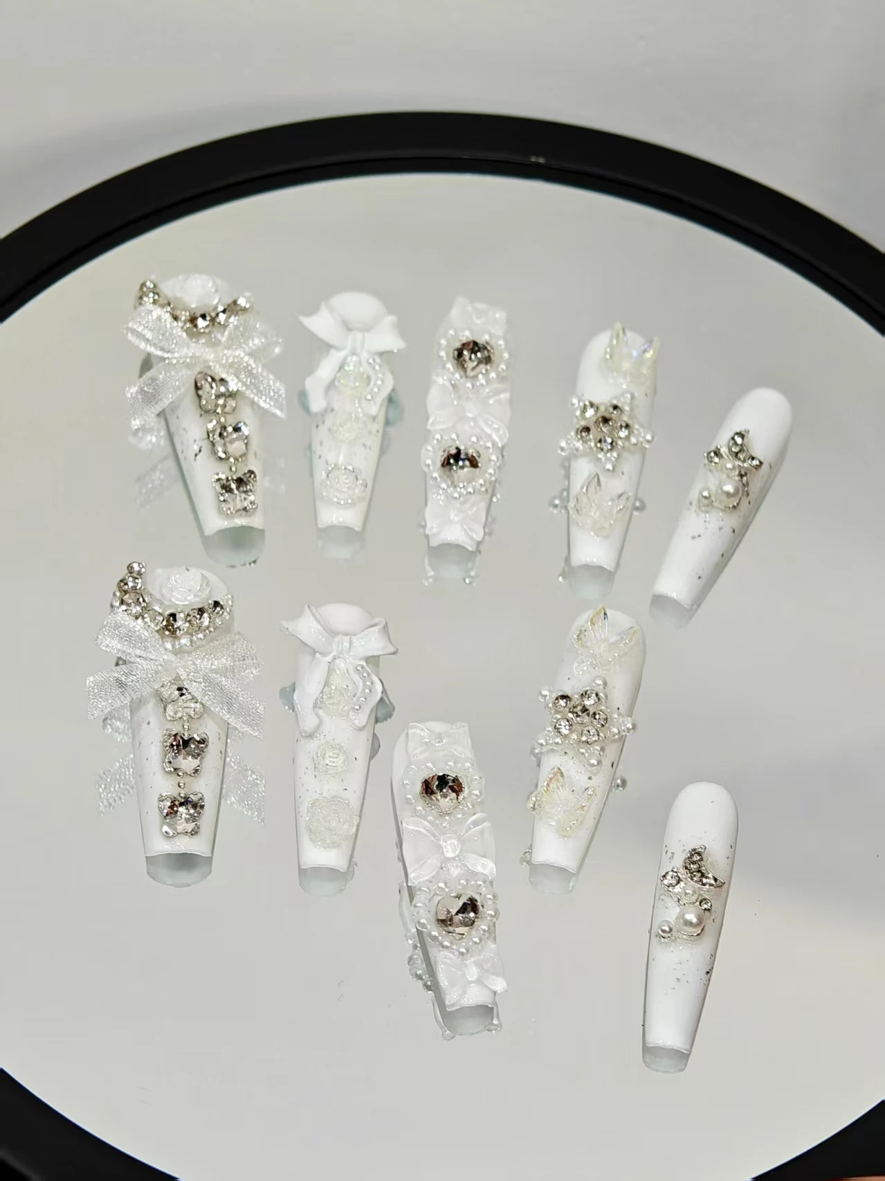 Elegant Sparkly Fake Nails, Wh - Nail Art Press On review and price