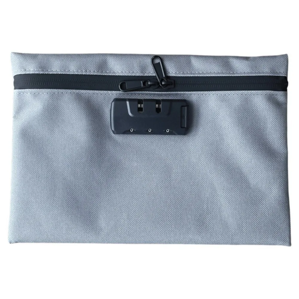 

Combination Lock Money Bag with Lock Canvas Waterproof Portable Locking Pouch Zip Closure Portable Security Document Bag