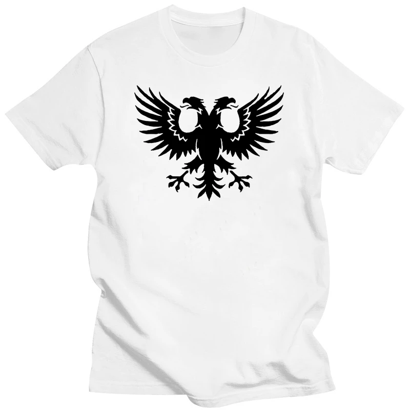 Men T-shirt 100% cotton print t-shirts double headed Eagle emblem mens t-shirt Russia Serbia Albania Albanian t-shirt shirt