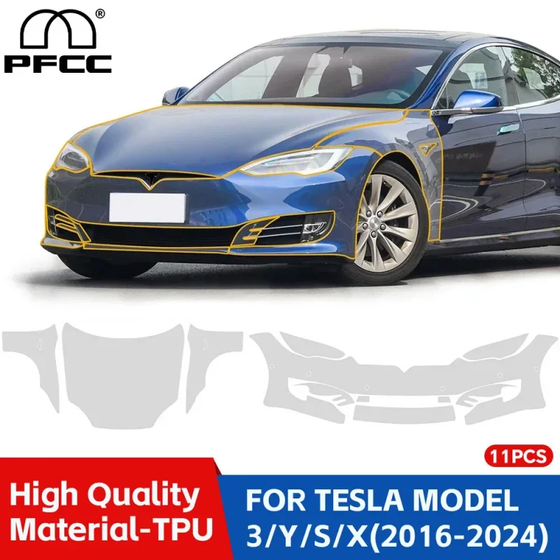 PFCC Car Paint Protection Film Clear Bra Front Scratch Resistant TPU PPF for Tesla Model 3 Y X S 2016-2023 3 Highland 2024