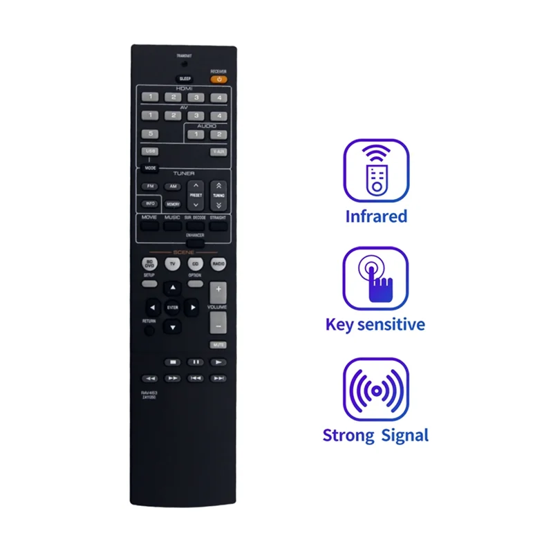 Remote Control Leading-RAV463 untuk Penerima Audio Yamaha HTR3066 HT-R3066 RXV373 RTZA113500 RX-V373 RXV375 YHT399U YHT497 Bagian